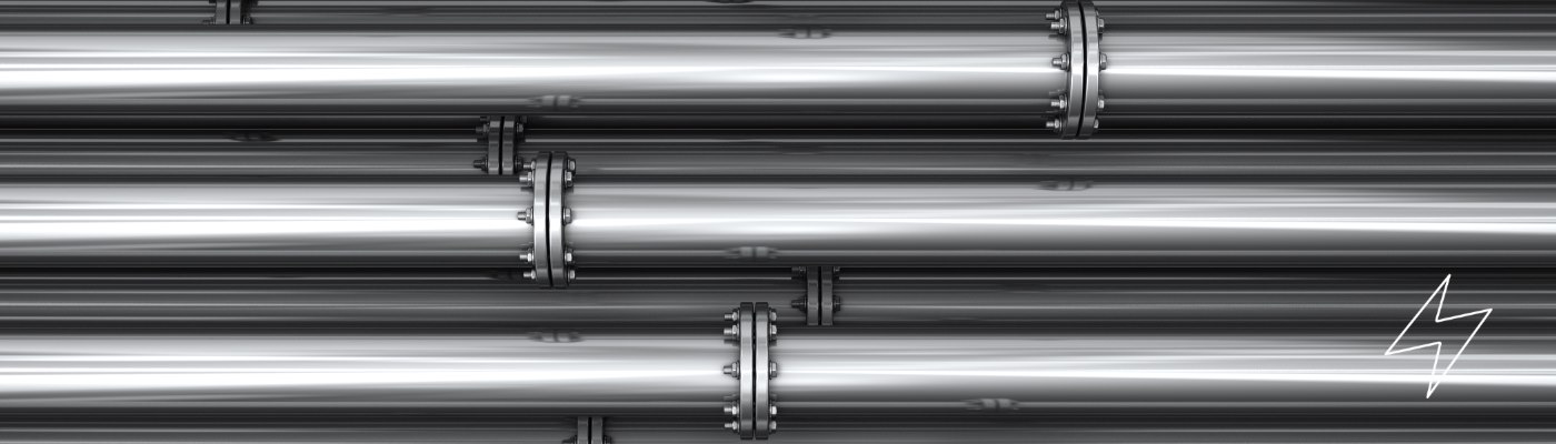 close up shot of a row of steel pipes 