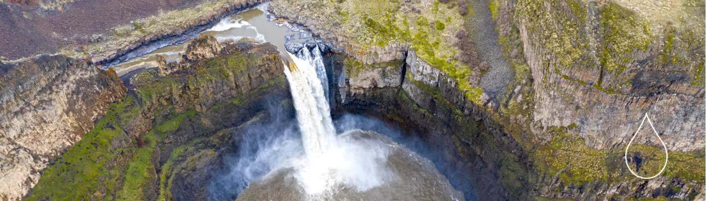 Ariel view of waterfall