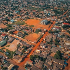 Aerial shot of town